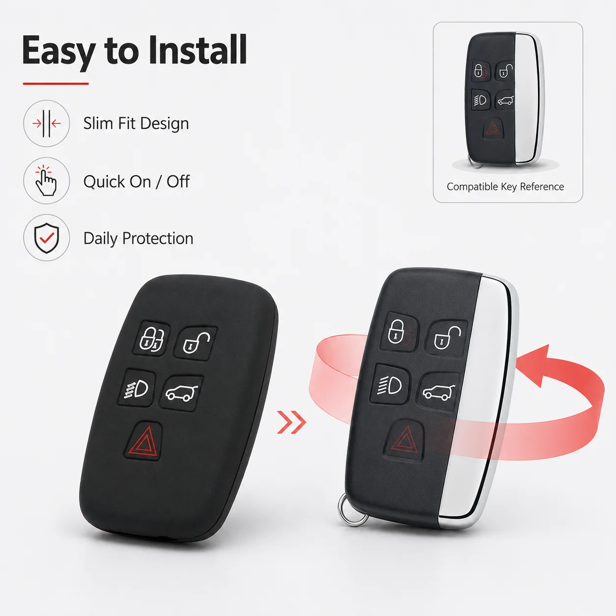 Silicone Car Key Cover for Land Rover Range Rover Discovery Sport 5 Button Remote Key Case Protector Soft Key Shell Accessories