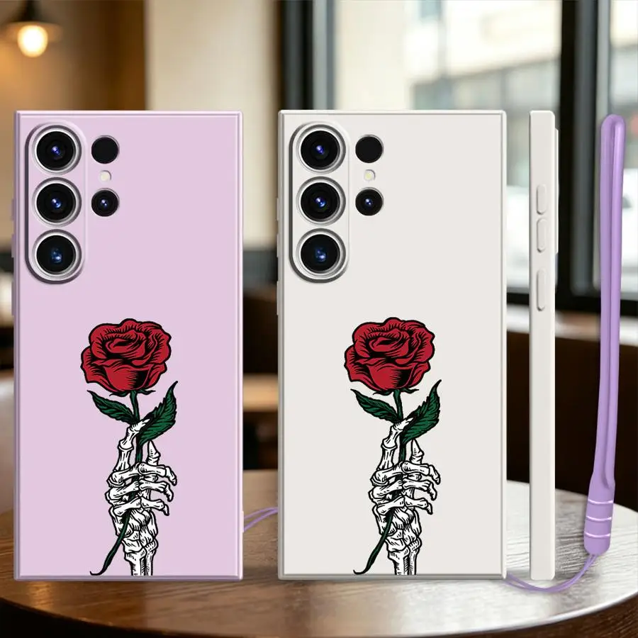 Skeleton Hand Rose Phone Cover Case for Samsung Galaxy S26 S22 S23 S24 Ultra Note 20 10 Ultra S21 Plus S20 FE S25 Edge