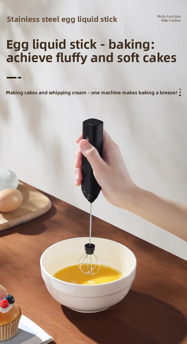MINI Coffee Frother USB Rechargeable 3 Speeds Foam Maker Coffee Milk Mixer Electric Handle Blender Egg Beater Hot Cooking Tools