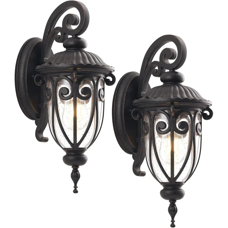 2 Pack Large Outdoor Wall Light Fixture for Patio, 23in High Exterior Wall Mount Lantern for House, Vintage Bronze Outside Porch