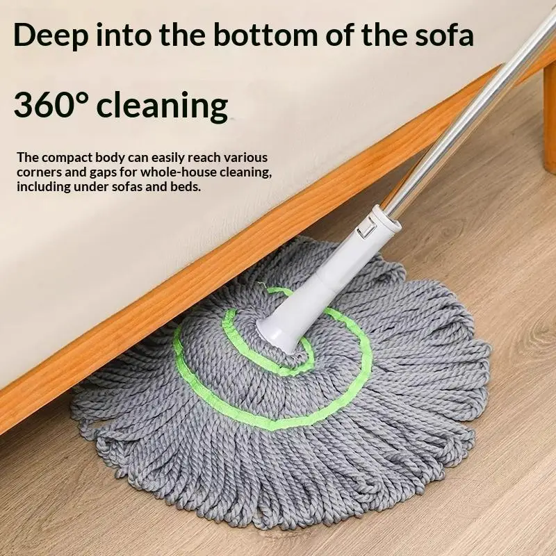 

2-in-1 Self-Wringing Spin Mop - 360° Rotation with Hands-Free Wringing, Bucket-Free Design for Effortless Mopping