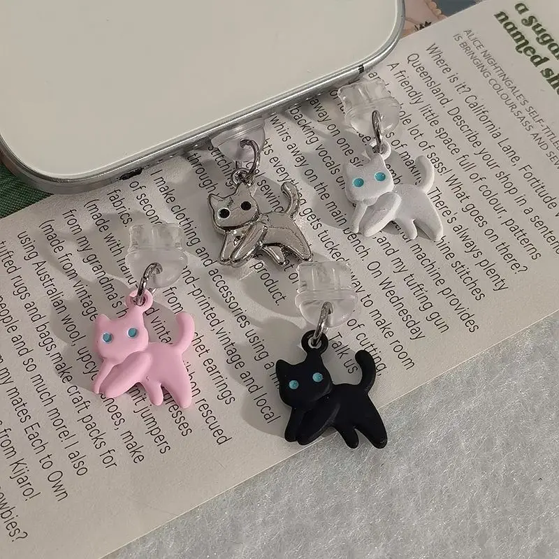 Mobile phone dust plug cute cartoon color cat hanging ornaments charging pendant good friend