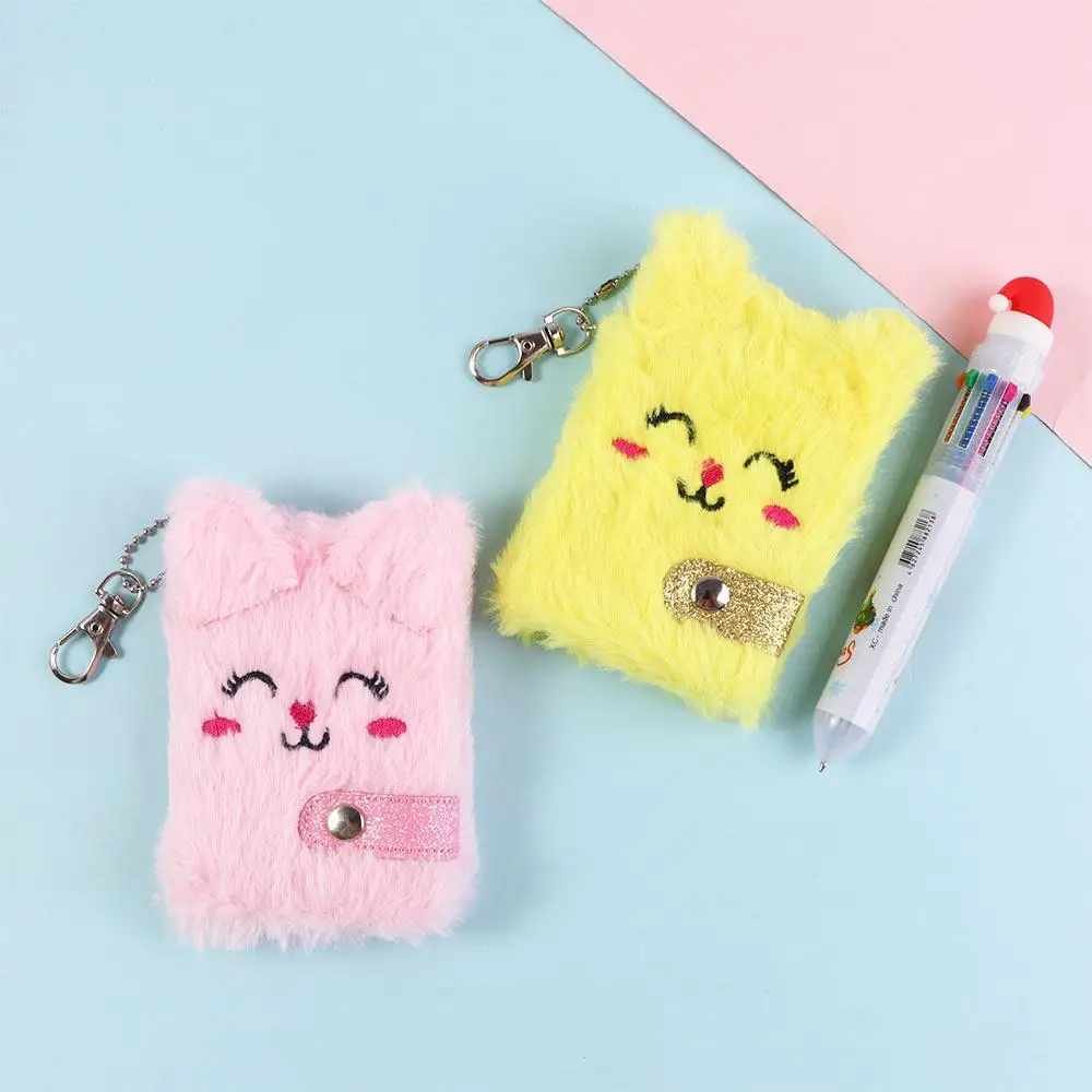 Канцелярские принадлежности, студенческий подарок, подарок для девочек, брелок для журнала, пушистые кошки, блокнот с героями мультфильмов, милый планировщик, плюшевый блокнот