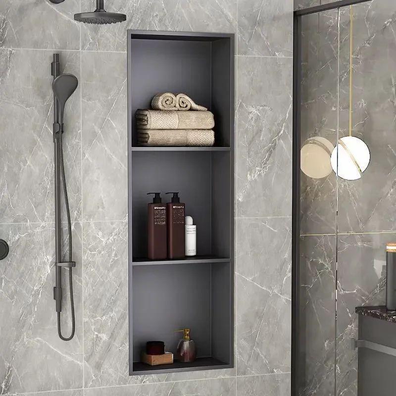 Stainless Steel Bathroom Niche Shelf Wall Mounted Recessed Storage Rack for Shower Room Universal Fit Modern Home Decor
