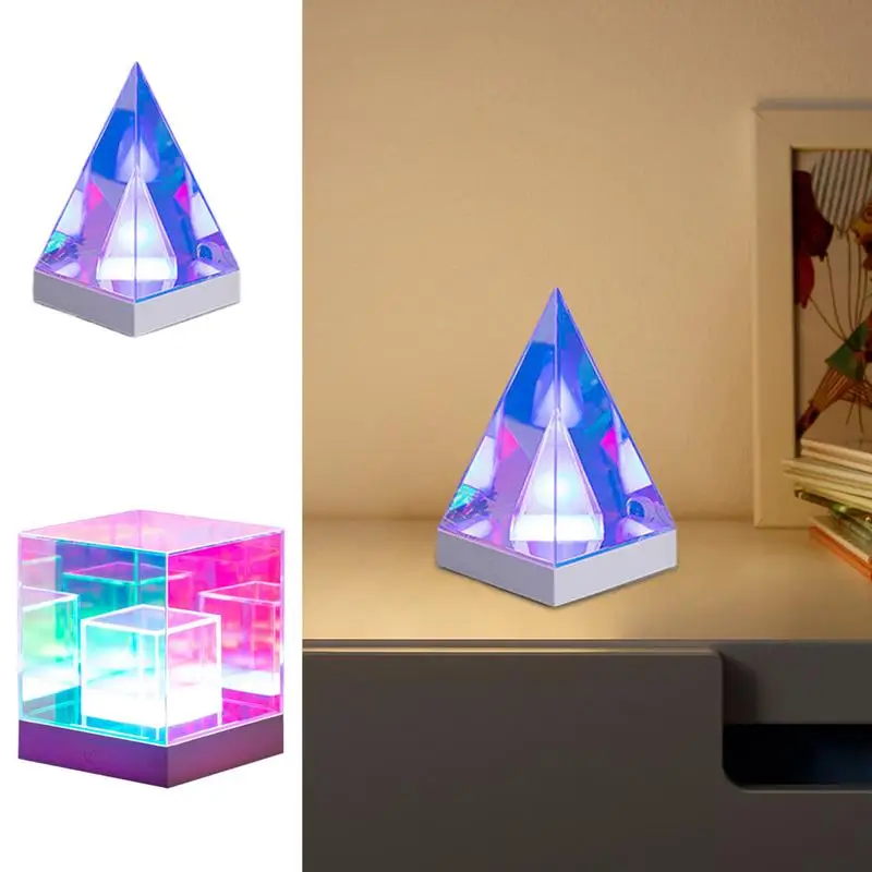Infinity Light USB Powered USB Light Table Lights Desk Lamp Table Lamp Color Changing Ambient Lighting Cube Pyramid Desk Decor