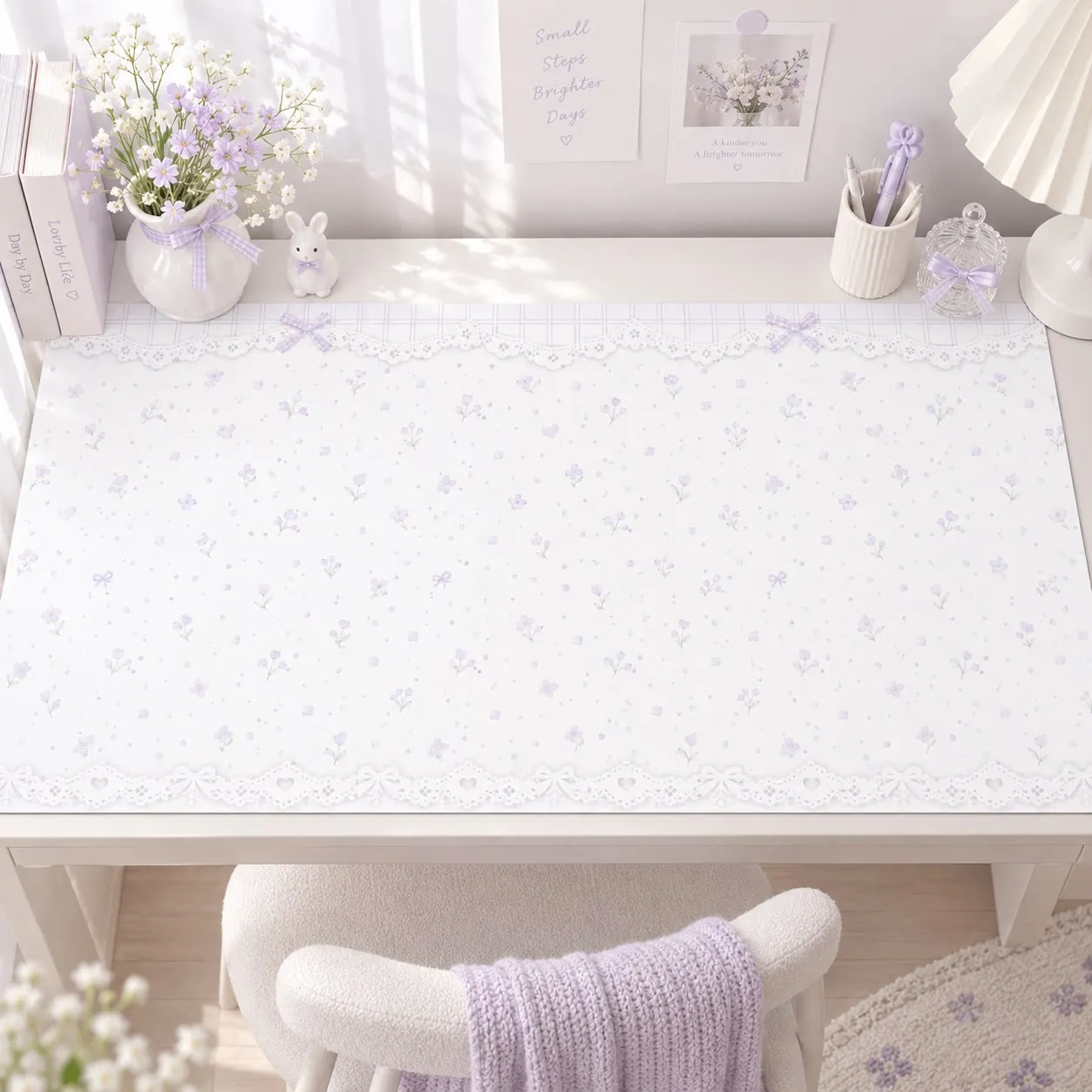 Original Pink Cartoon Cat Cute Kawaii Girly Leather Desk Mats Office Computer Mouse Pad Waterproof Anti Slip Makeup Placemat Pad