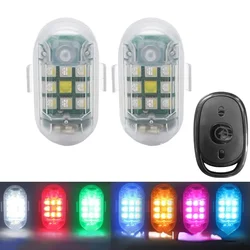 1/2Pcs Wireless LED Strobe Light Remote Control Warning Lamp Flash Indicator Anti-collision for Car Auto Motorcycle Drone Cruise