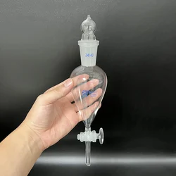 FAPE Separatory funnel pear shape, With ground-in glass stopper and stopcock, Capacity 125mL, Joint 24/40, Glass switch valve