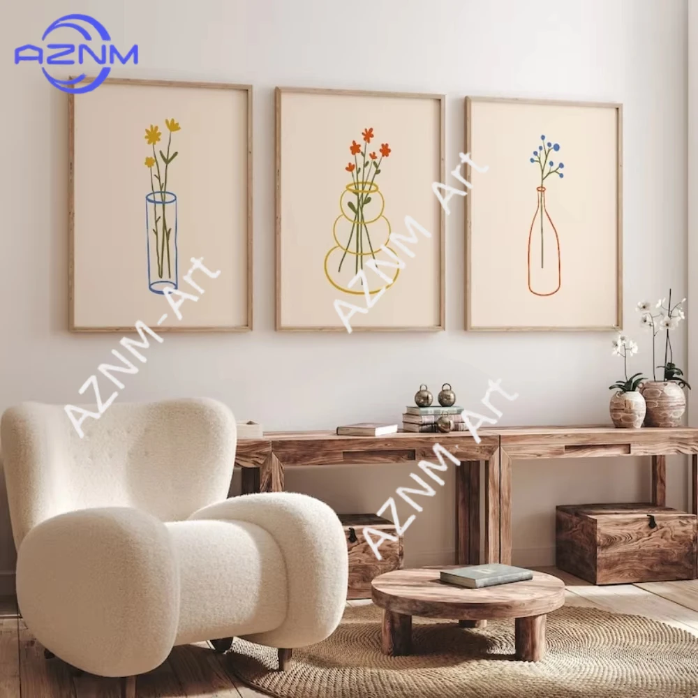 1/3 Stück Blumenkunst, minimalistische Blumendrucke, Digitaldruck, Blumenkunstdrucke, Wanddekoration für Wohnzimmer, Küche, Esszimmer