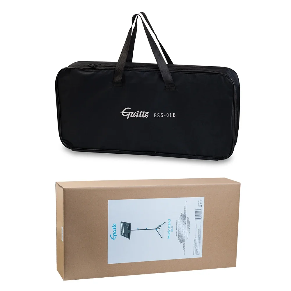 GUITTO GSS-01 حامل ورقة الموسيقى القابل للطي مع حقيبة حمل قابلة للفصل من سبائك الألومنيوم حامل الموسيقى ثلاثي القوائم ارتفاع قابل للتعديل
