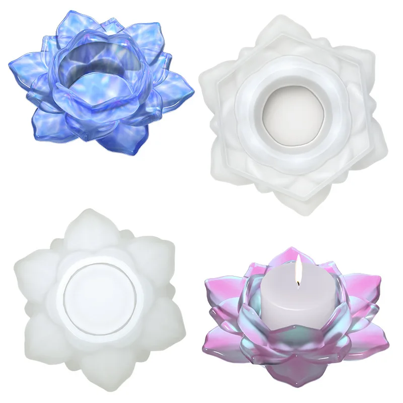 1Pc DIY Silicone Lotus Flower Resin Mold Buddhism Epoxy Mould Casting Tray Making Craft Tool Home Decoration Storage Box