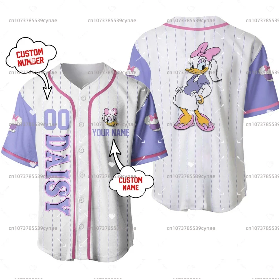 New Disney Daisy Baseball Jersey Free Custom Name and Number Baseball Shirt Men's, Women's, and Children's Baseball Shirt