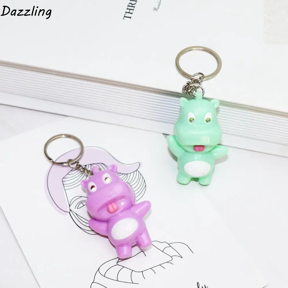 Portable Mini Moo Deng Key Ring Luminiferous Waterproof Bouncing Pig Mu Dang Doll Anti-loss Popular Dwarf Hippo Pendant Daily