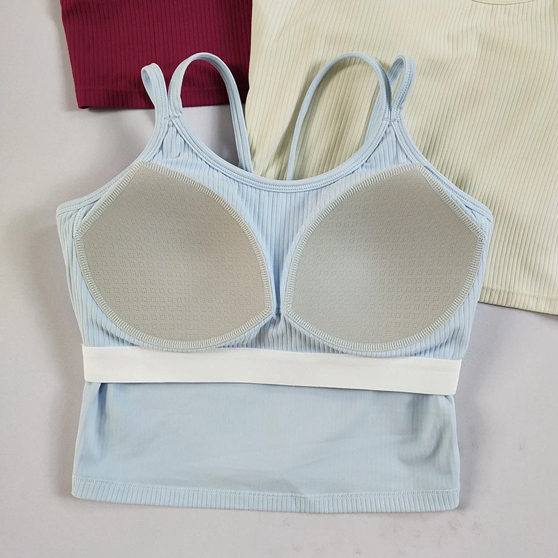 

Women's Sports Bra Fitn Vest oproof Breathable Strapl Inteated Cup Nylon Fabric Qui Dry Moisture ng Bal