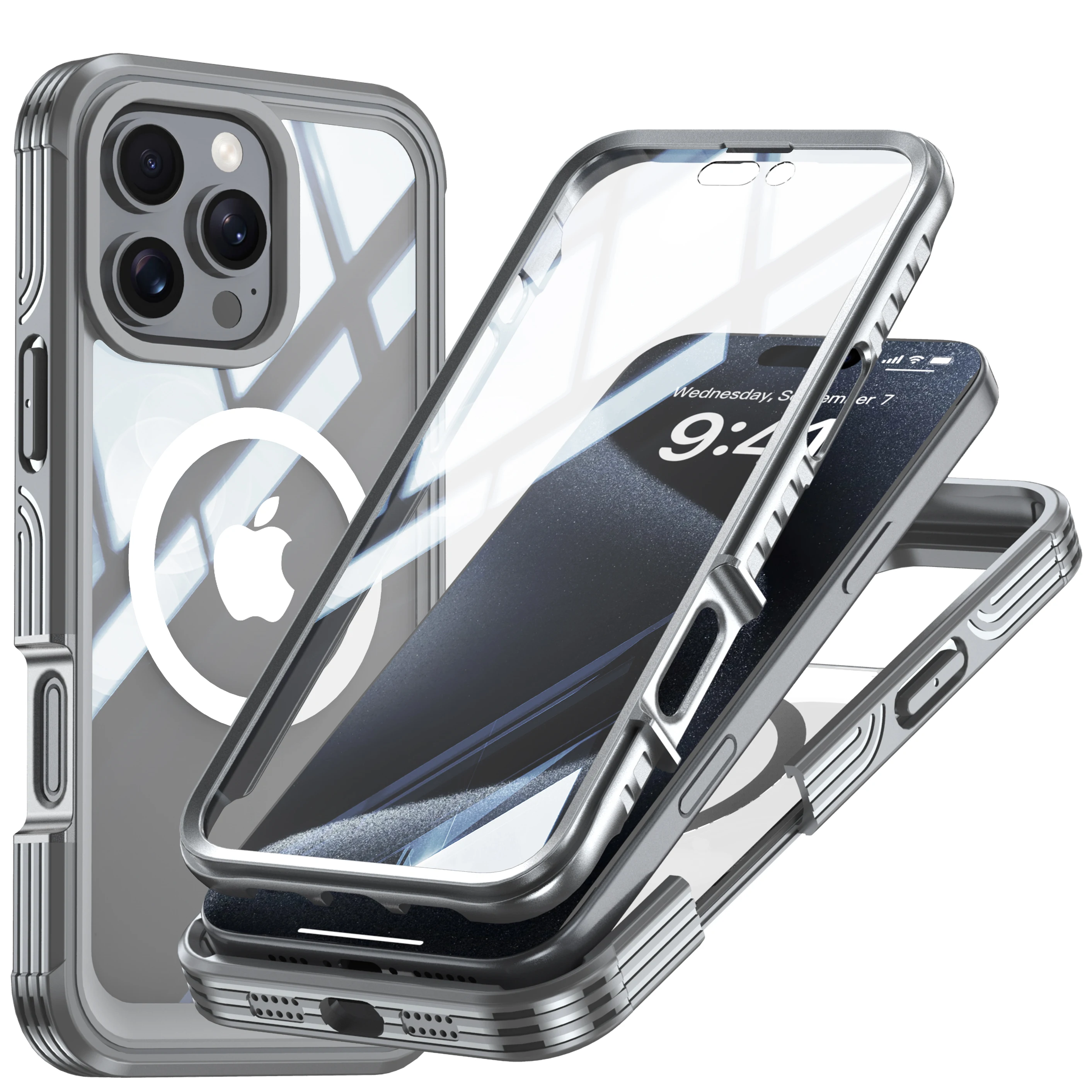 shellbox Neue ultradünne, transparente, sturzsichere, staubdichte, stoßfeste kabellose magnetische Handyhülle für iPhone16 pro max plus PRO