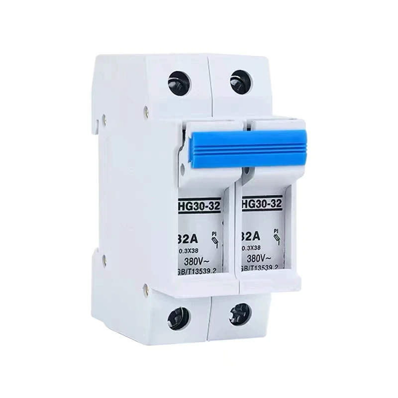 HG30-32 HG30-63A AC380 32A 63A 1P/2P/3P/4P 10.3x38mm 14x51mm Cylindrical Fuse Holder Fuse Base DIN-Rail Mounting