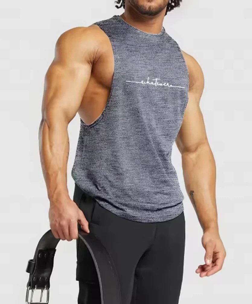 

Vest Summer New Sleeveless Round-neck Patterned Sports Fitness And Bodybuilding European And American Street Fashion Sleeveless