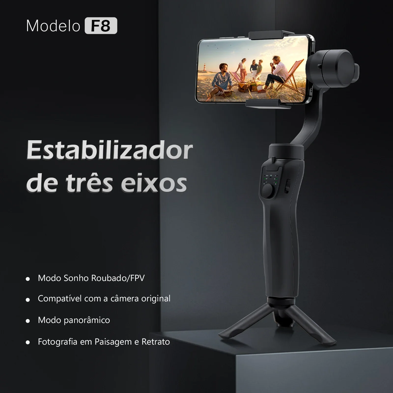 F8 Draagbare 3-assige Gimbal Telefoonhouder Anti Shake Video Record Stabilisator Voor Xiaomi Iphone Mobiele Telefoon Smartphone