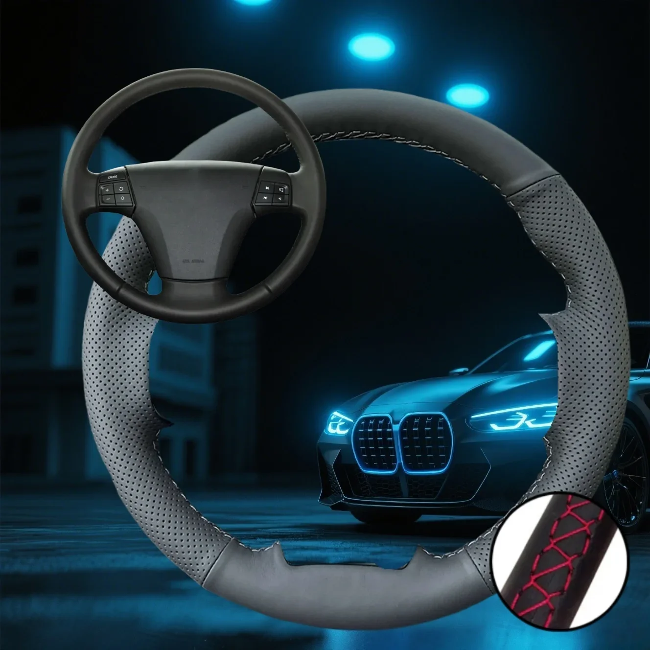 Customized Car Steering Wheel Braiding Cover For Volvo S40 2006-2012 V50 2005-2011 Car Accessories Hand-sewn Steering Wrap