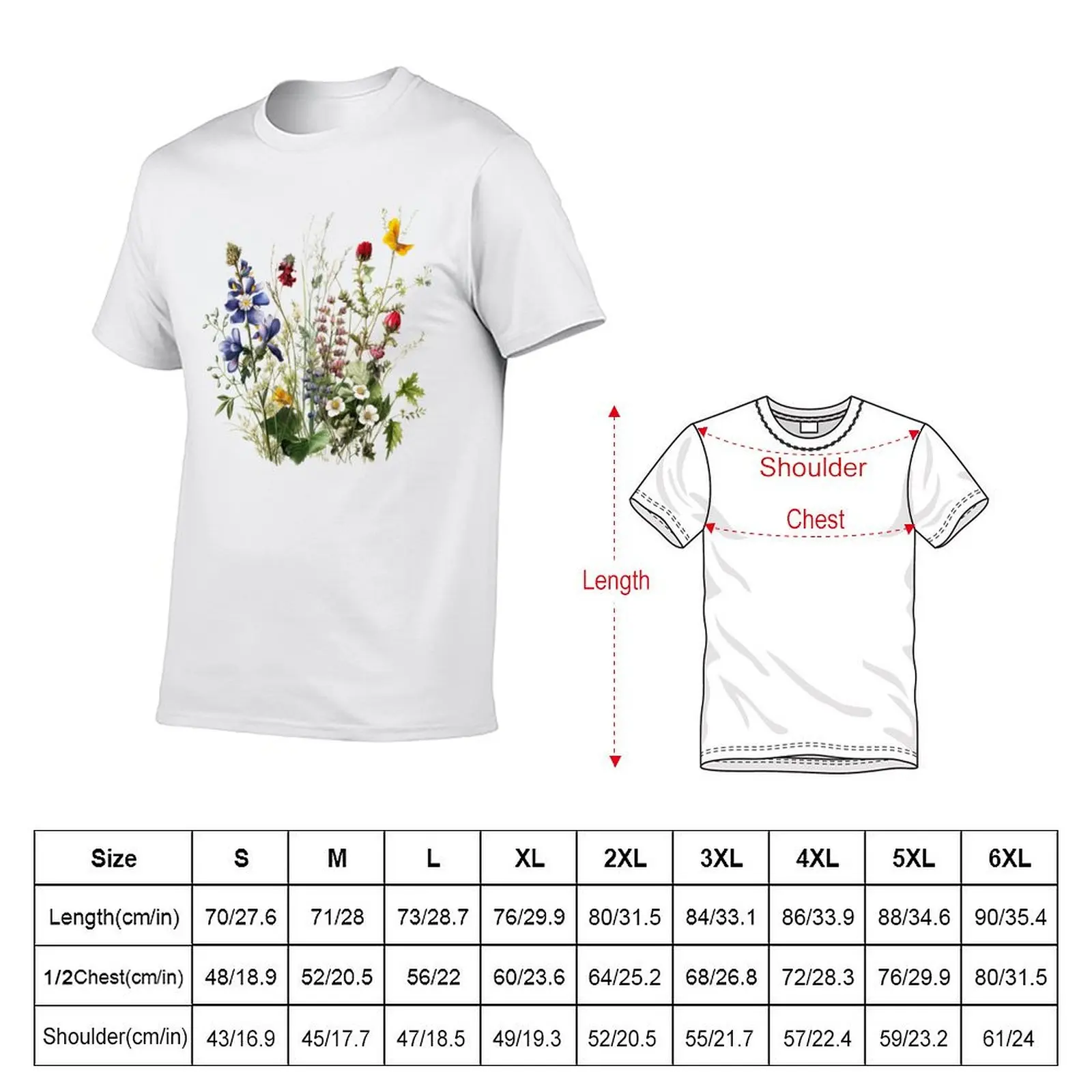 Wild Flowers Botanical Flower Nature T-shirt Blouse sweat oversizeds blanks mens cotton t shirts