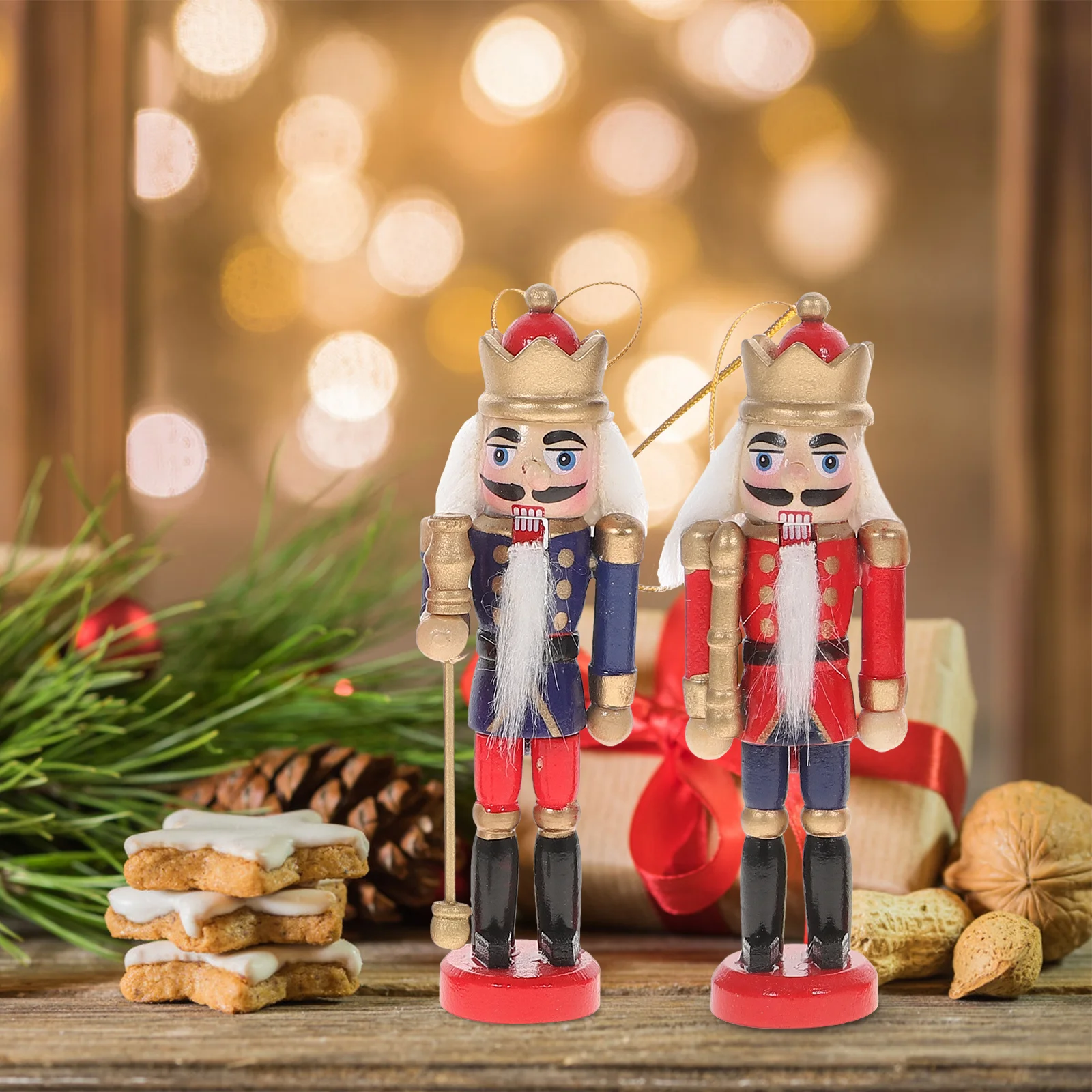 

6Pcs Christmas Nutcracker Decor Wooden Hanging Ornament Xmas Tree Party Supplies for Holiday Home Desktop Gift