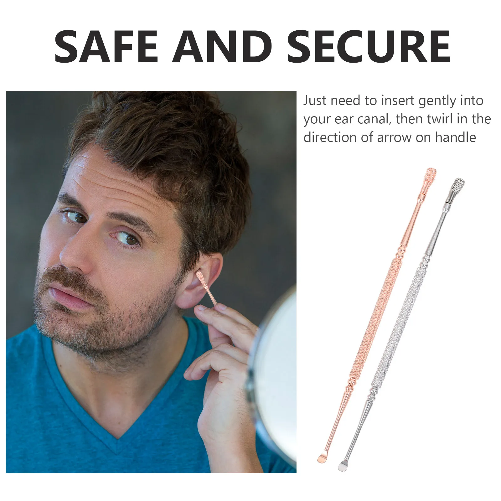 مجموعة واحدة من أدوات إزالة شمع الأذن المدمجة، مجموعة ملحقات آمنة ومريحة لتنظيف الأذن، مجموعة العناية بالأذن المحمولة للمنزل والسفر