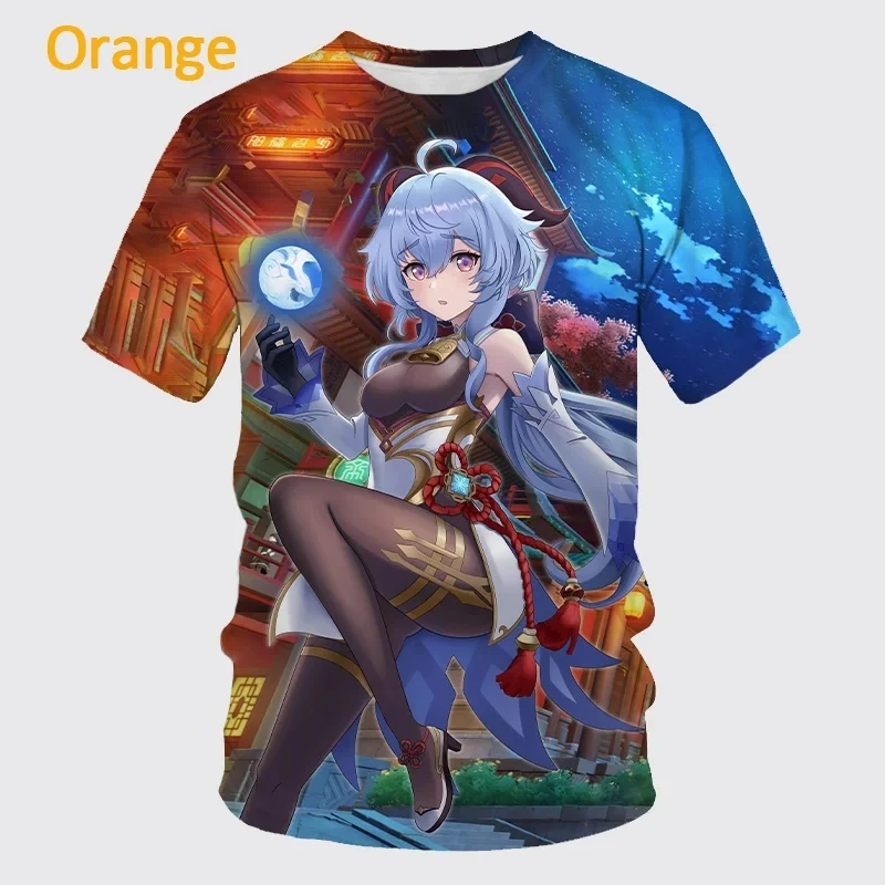 Hot Game Genshin Impact Ganyu Printed T-shirts 3D Sexy Girl Cosplay Tee Shirt Summer Men Women Street Harajuku Unisex Clothing