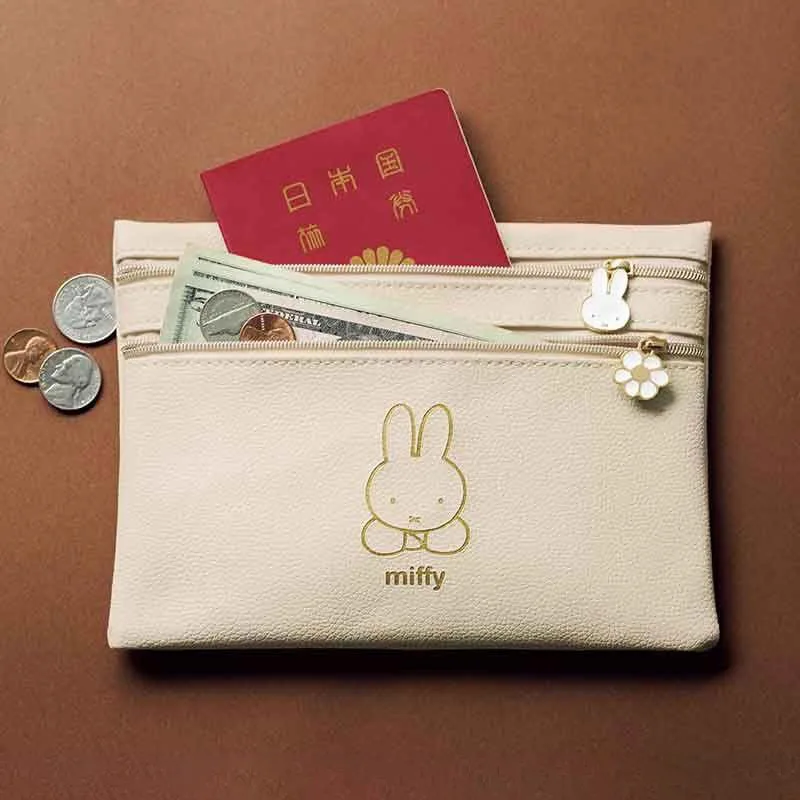 

Cute Miffy Double Zipper Storage Bag Stationery Bag Kawaii Cartoon Anime Folding Diary Storage Small Bag Girl Birthday Gifts