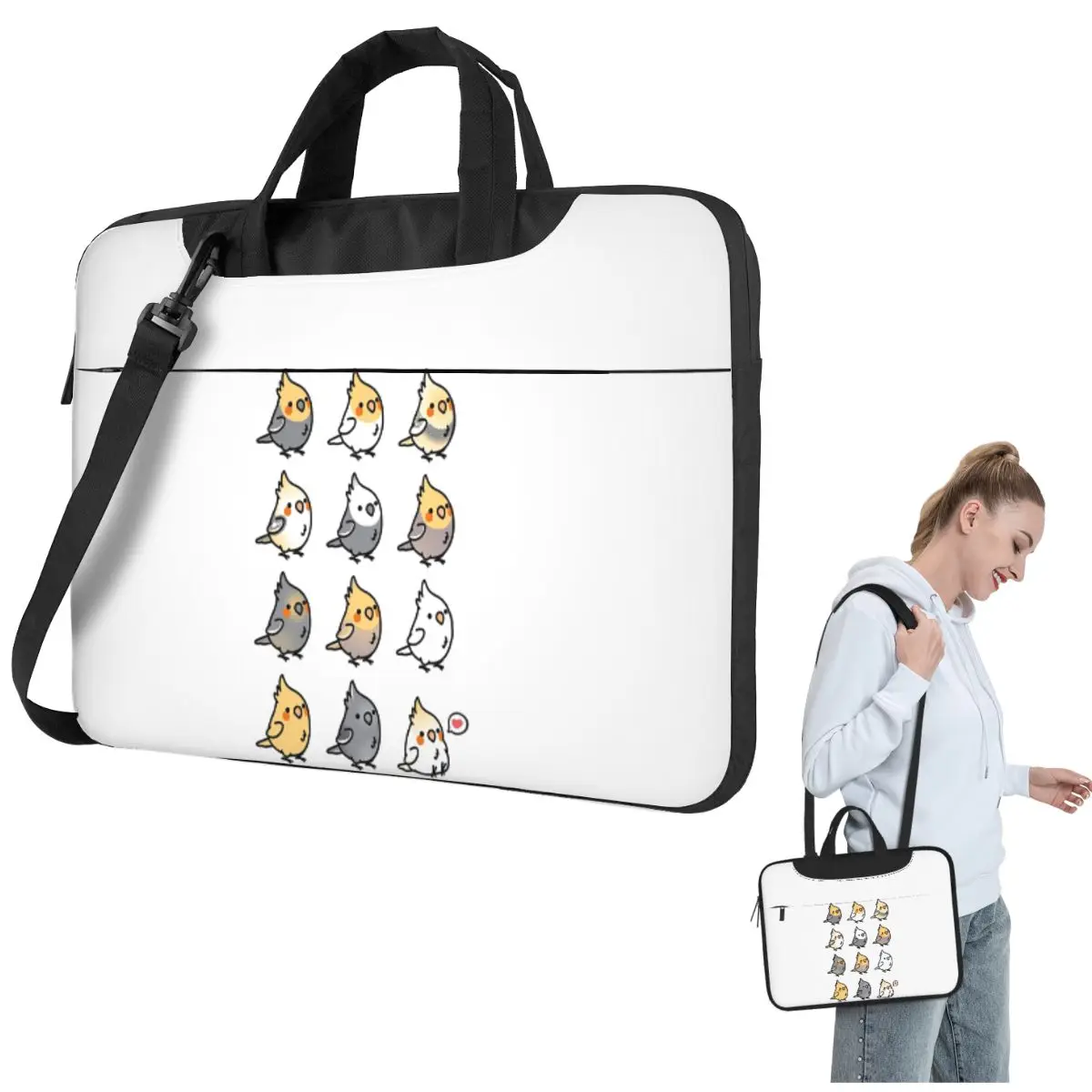 

Chubby Cockatiel Collection Crossbody Laptop Bag Case Computer Bag 13 14 15.6 Inch Notebook Pouch for Lenovo