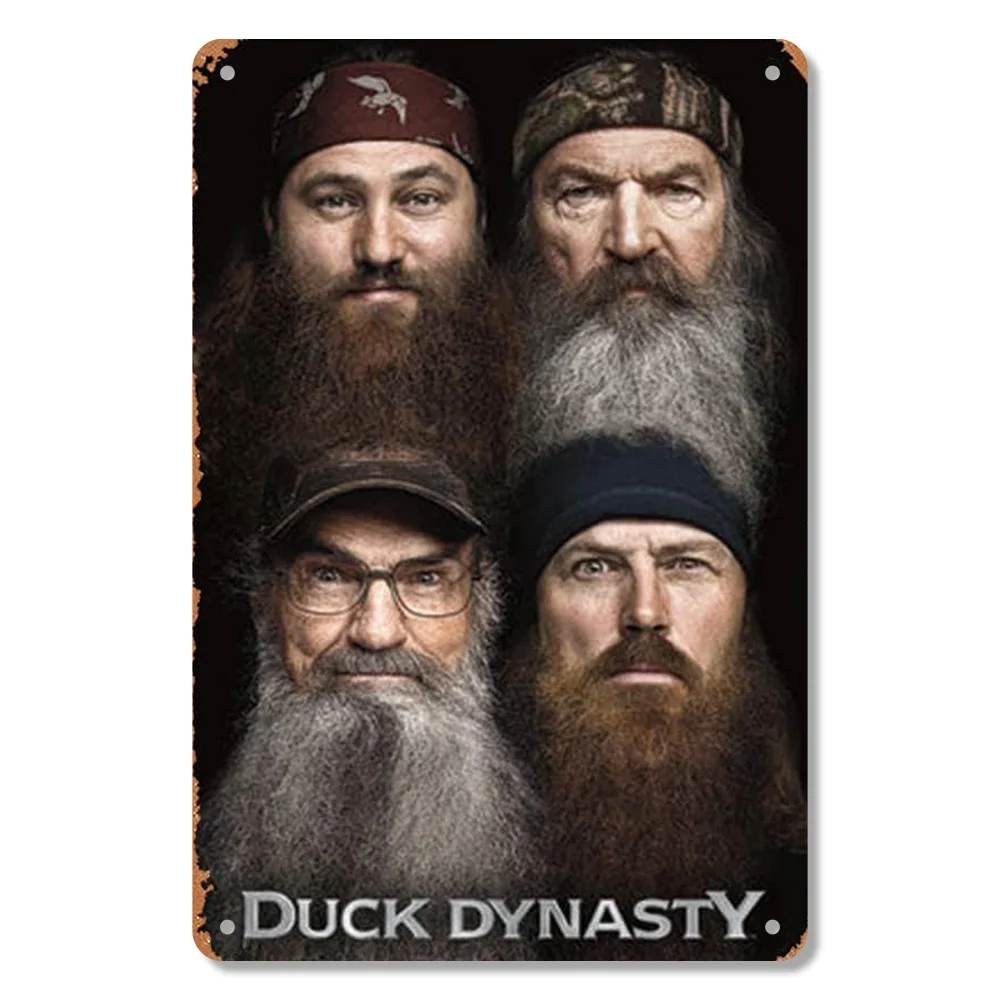 Duck Dynasty Metal Wall Art -  Rustic Metal Sign Featuring Phil, Jase & Uncle Si Robertson - Camouflage Hats & Beards Design for