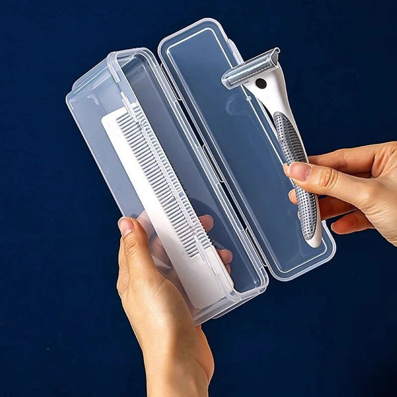 Transparent Plastic Shaver Storage Box Portable Razor Blades Brushes Organizing Case Container For Travel Home Bathroom