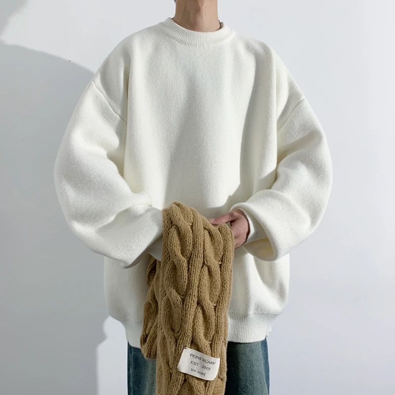 

Корейские модные свитера мужские осенние однотонные шерстяные свитера Slim Fit мужская уличная одежда вязаный свитер мужские пуловеры