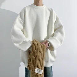 Korean Fashion Sweaters Men Autumn Solid Color Wool Sweaters Slim Fit Men Streetwear Mens Clothes Knitted Sweater Men Pullovers