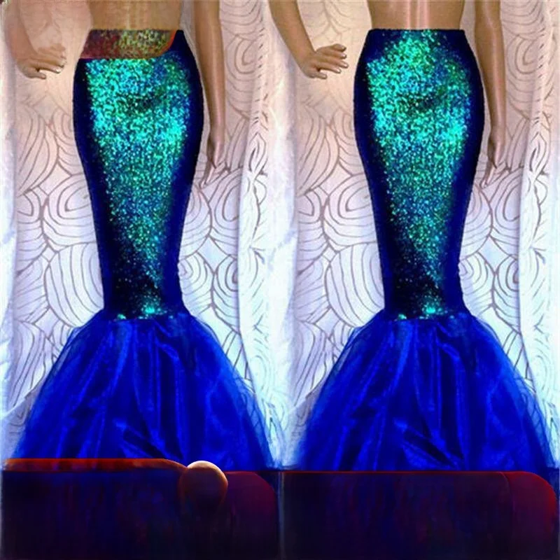 

Юбка-русалка для косплея на Хэллоуин, длинная юбка с высокой талией и длинным хвостом, уличная футболка с другой узором для женщин в нее 20-х годов