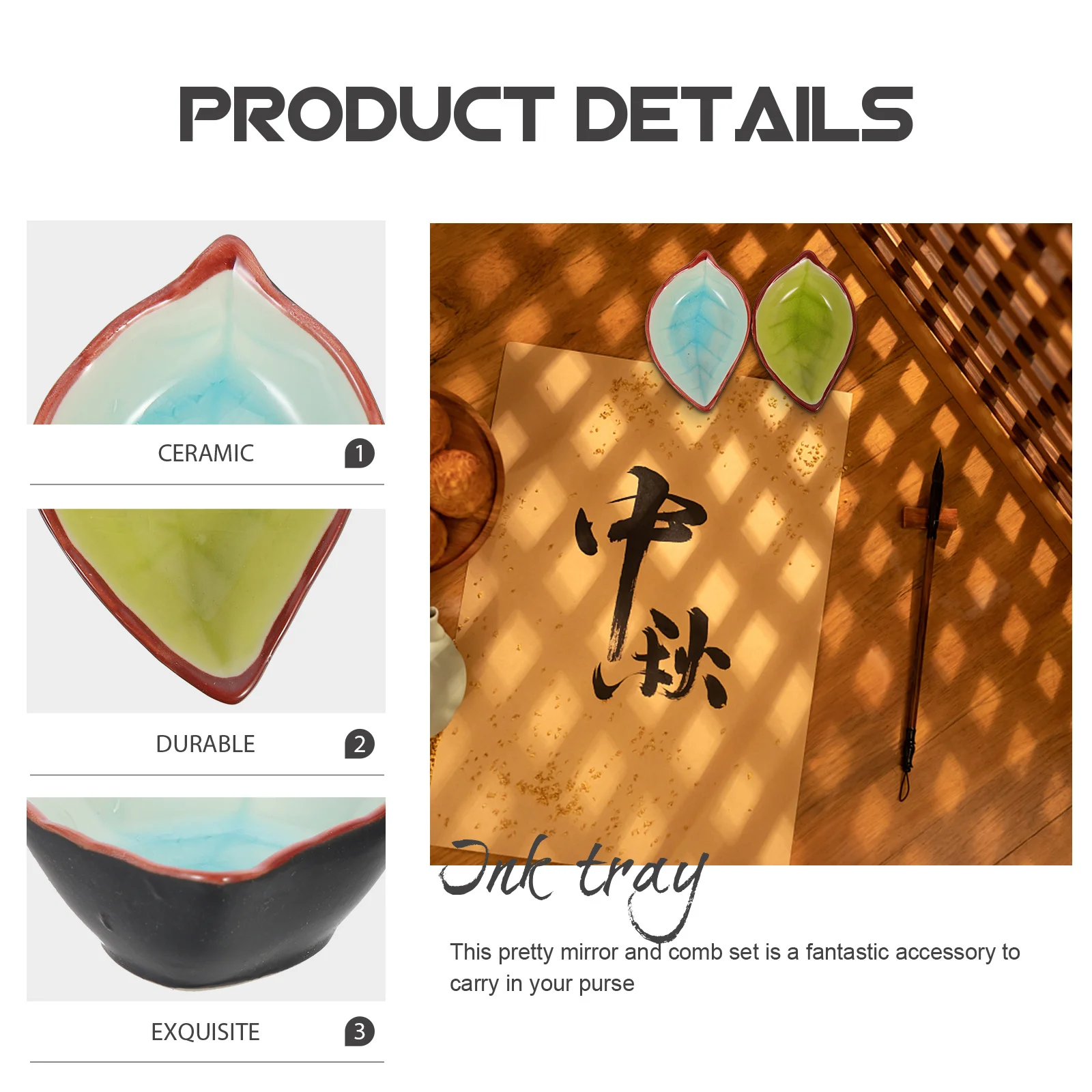 

Writing Brush Well for Dip Pen Washing Dish Traditional Chinese Calligraphy Painting Style Inkwell with Lid