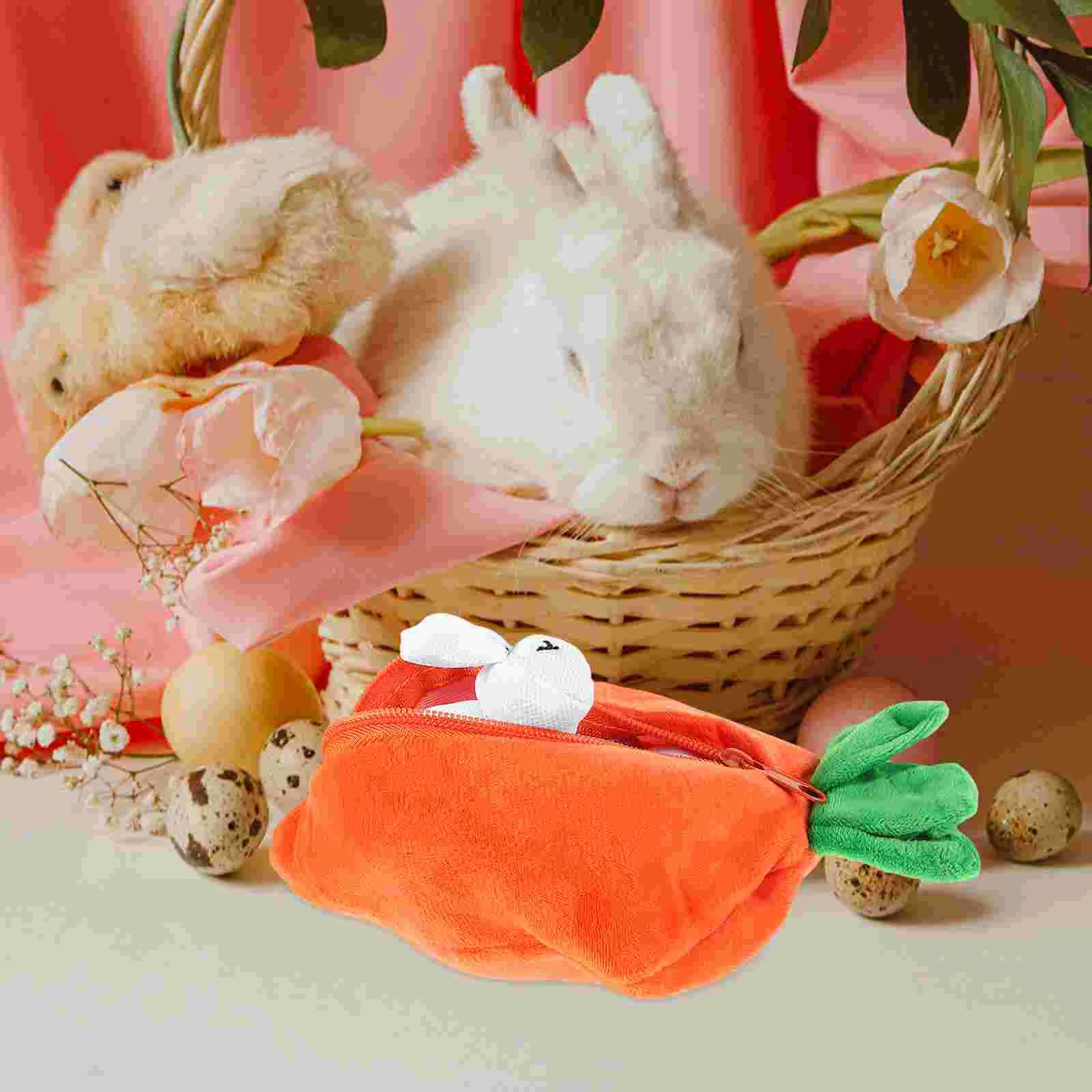 Mignon portefeuille sac à main 3 pièces en peluche carotte nament lapin de pâques cadeaux amusant bureau décoration voyage Shopping bureau utilisation