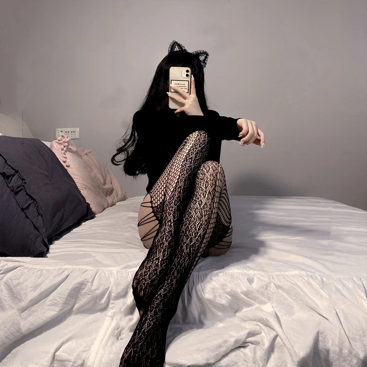 Fish Net Mesh Hole Cutout Couples Roleplay Lingerie Mesh  Hot Sexy Career Sensual Size Plus Nude Tights Barbie Undergarment