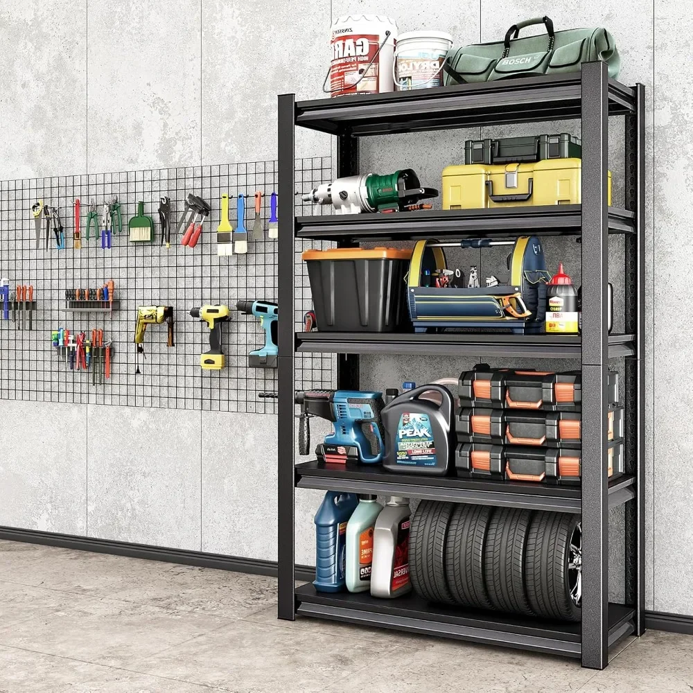 

40" W Garage Shelving Heavy Duty, 2250LBS Loads Garage Storage Shelves Heavy Duty,,40" Wx18 Dx72 H, Black