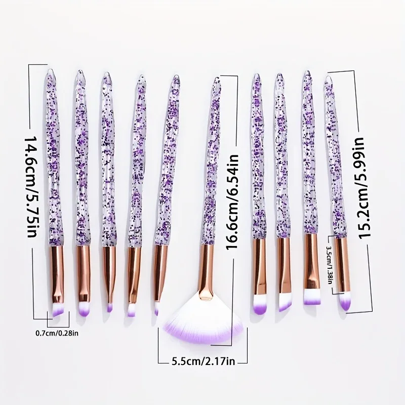 10 pièces/ensemble cristal spirale pinceau de maquillage poignée pinceau de maquillage Blush brosse ensemble de pinceaux de maquillage