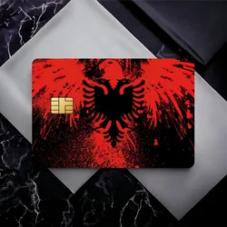 A-Albania flag Bank Credit Cards Bus Pass Stickers Cool Decoration Waterproof 4PCS Card