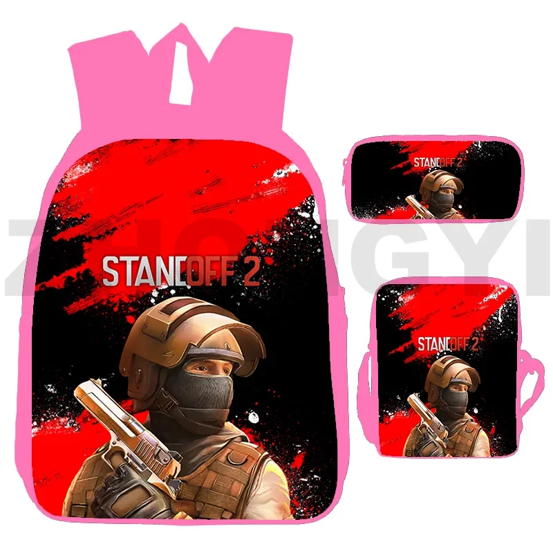 3D Print Anime Standoff 2 Backpacks Teenager Laptop Pink Book Bag Children Girls Schoolbags 3 Pcs/Set Shooting War Game Rucksack