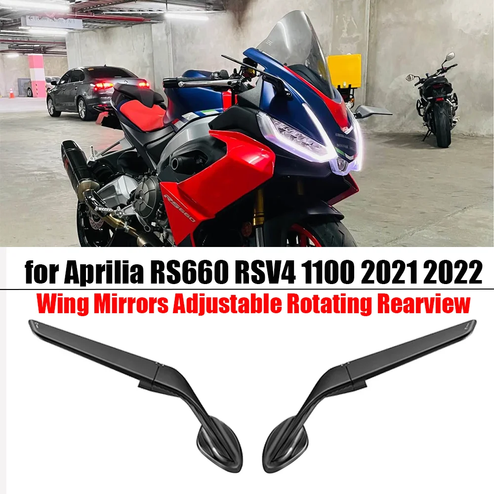 For Aprilia RS660 / RSV4 1100 Mirrors Stealth Mirrors Sports Winglets Mirror Kits Adjustable Mirrors Motorcycle Wing Mirrors