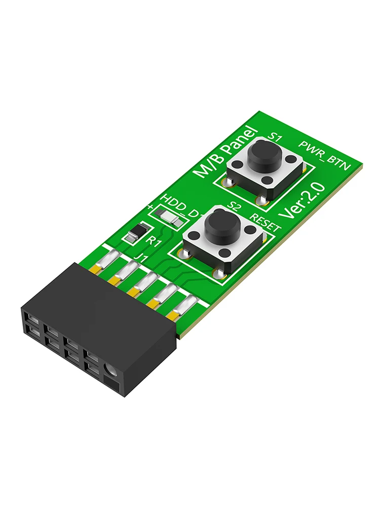 Adaptateur de carte de commutation à bouton marche/arrêt + bouton de réinitialisation 2x5 broches avec indicateur LED HDD pour système d'exploitation Linux WIN7/10/11 pour ordinateur de bureau