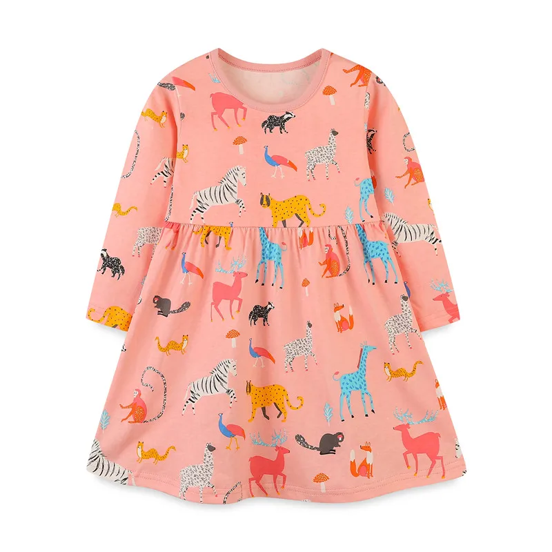 

Zeebread Long Sleeve Princess Girls Dresses Animals Print Cartoon Kids Clothes Hot Selling Baby Frocks Costume Autumn Spring