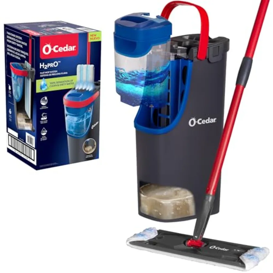 

Flat Mop System Quick Everyday Cleaning Dual-Tank Fresh Water System Machine Washable Reusable Microfiber Mop Pad Safe on Hardw