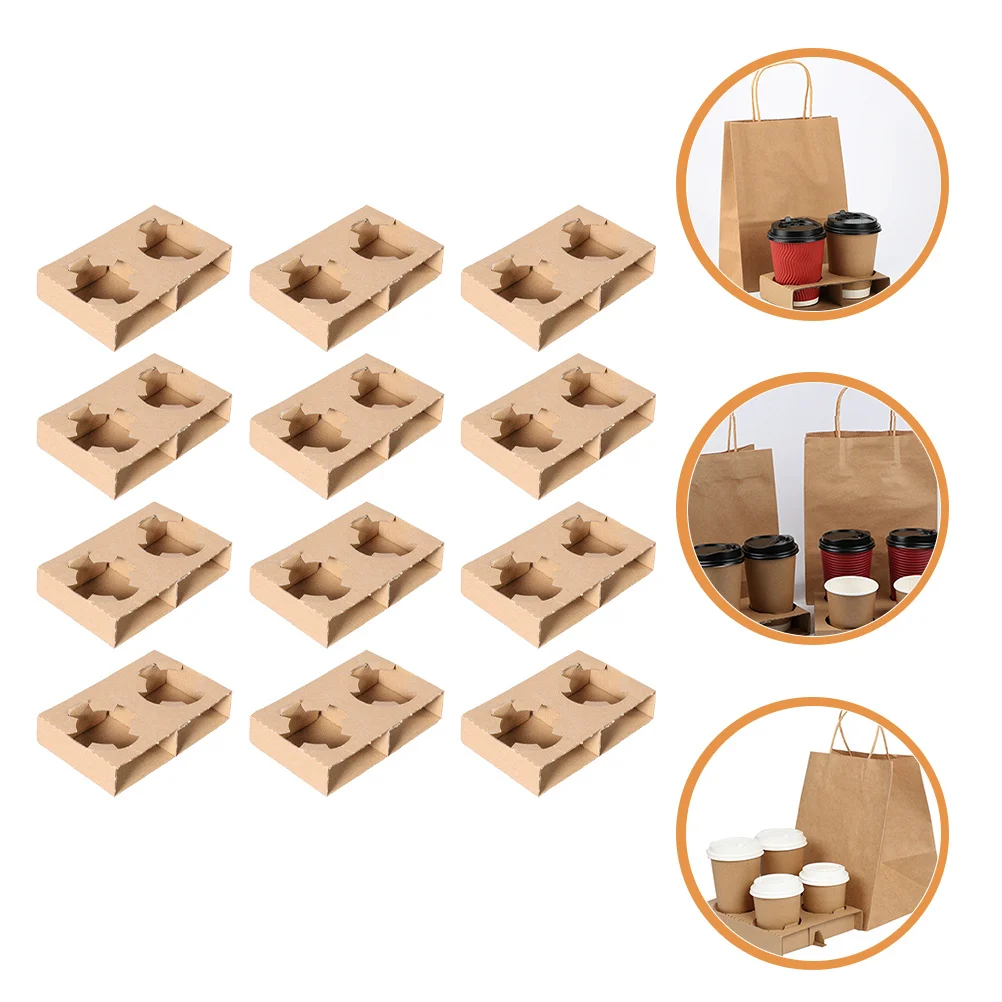 50 pezzi doppio portabicchieri vassoio portabevande in carta ondulata per caffè succo tè al latte portabicchieri da asporto vassoio da imballaggio per tè al latte