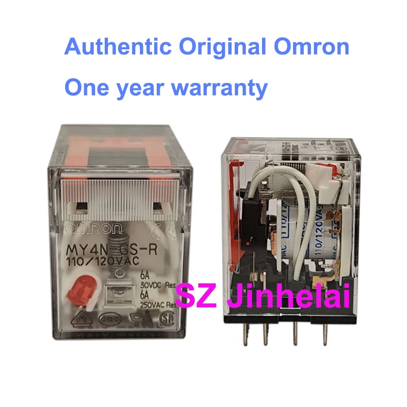 10pcs Authentic Original Omron 4NO 4NC 14pins Min Power Relays MY4N-GS -R 24VDC 240VAC 12VDC 12VAC 24VAC 110VAC 48VDC 110VDC