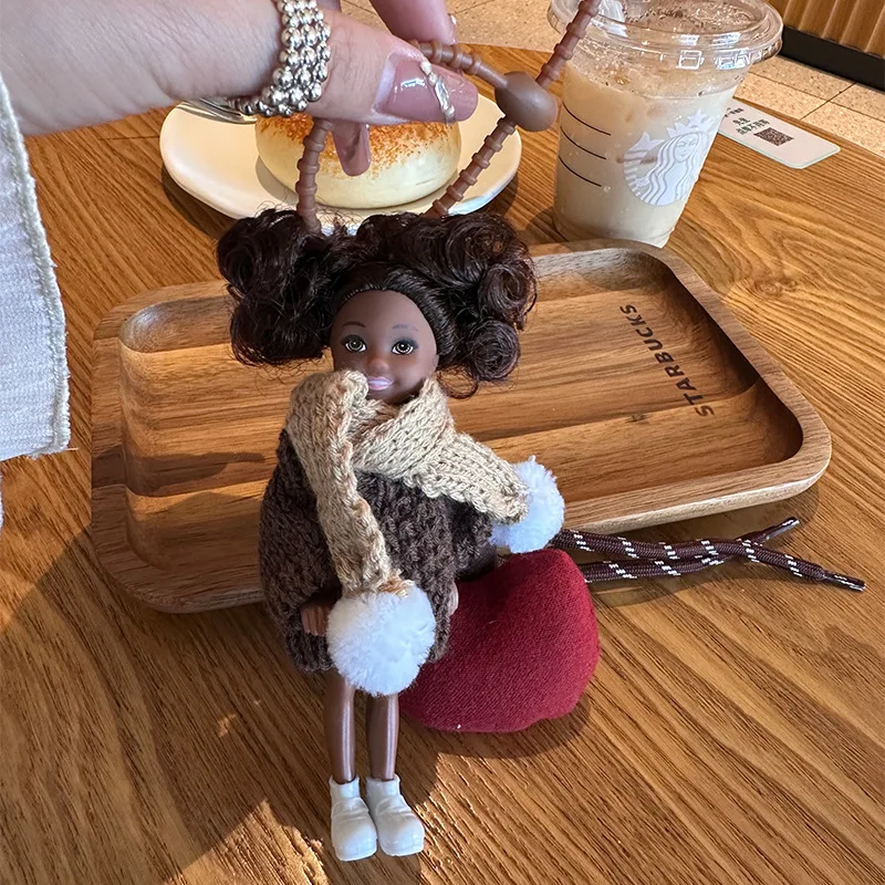 

Корейский милый африканский черный кукла-брелок, кулон 1/12, кукла BJD, подвижная модная одежда, подарок на день рождения, украшение для рюкзака