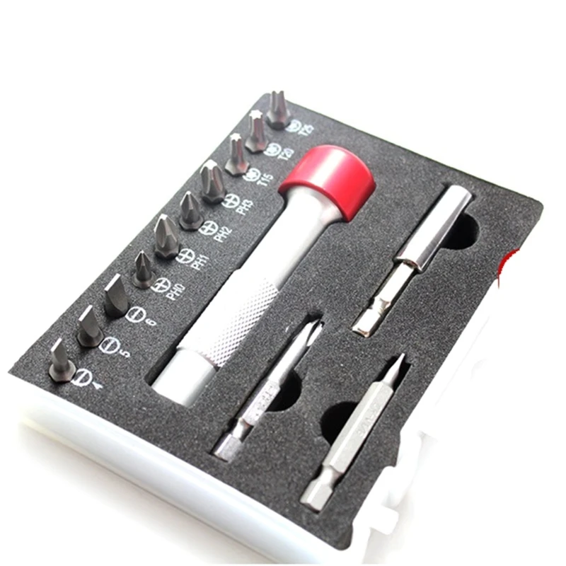 14Pcs Aluminium Screwdriver Handle Set Bit Connection Extension Conversion Tool Hand Drill Repair Set