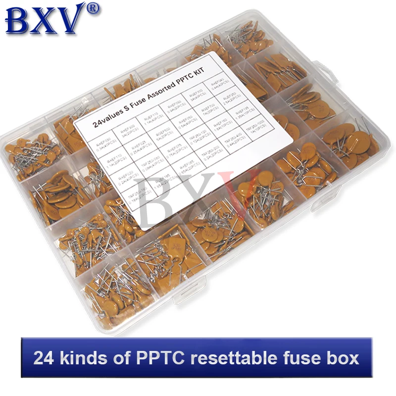 24Kinds Self-Recovery Fuse Assorted PPTC KIT 0.05A 0.1A 0.2A 0.25A 0.3A 0.4A 0.5A 0.75A 0.9A 1.1A 1.35A 2A 2.5A 3.75A 610PCS/Set